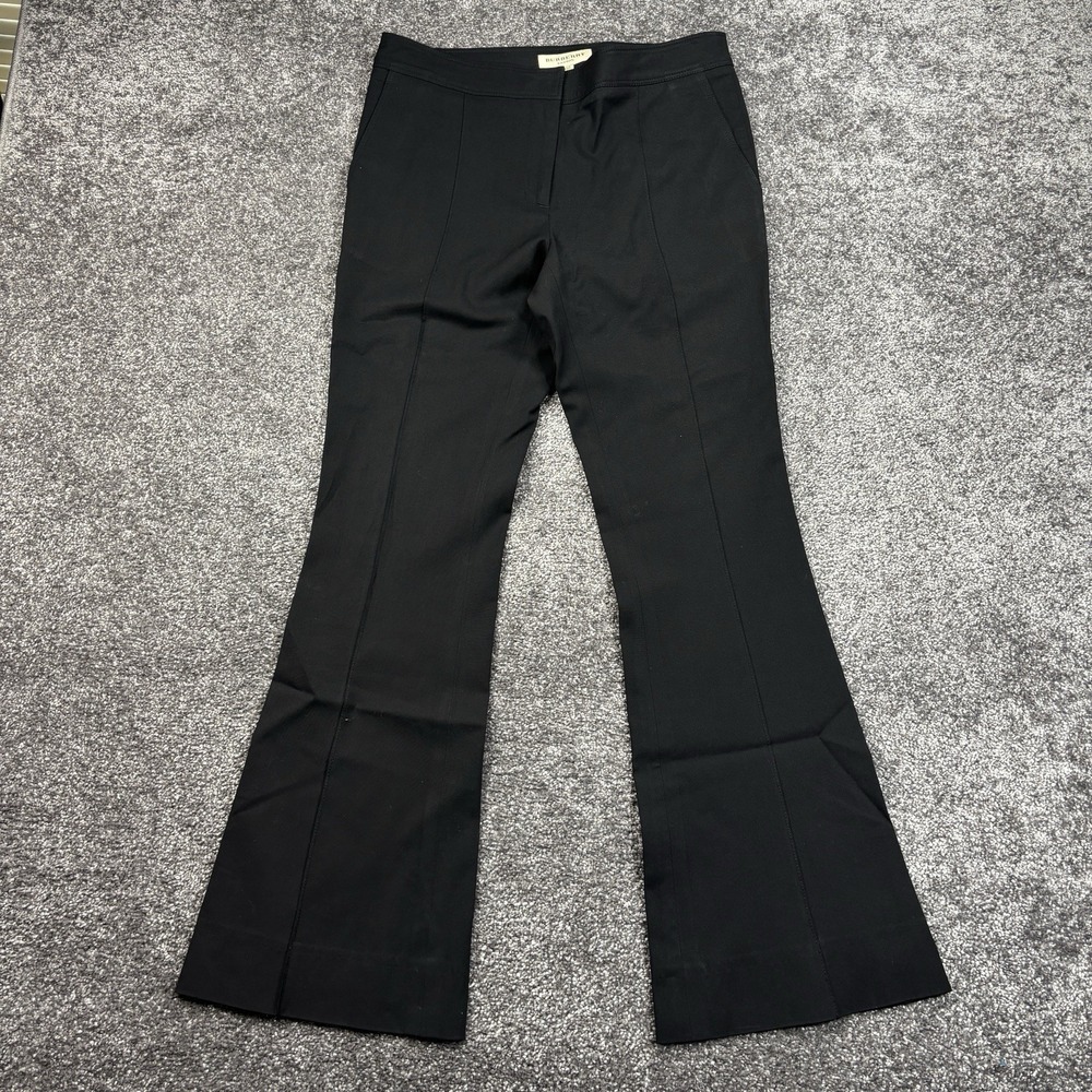 Burberry London Flare Trousers Pants Women's 6 Black Wool Blend Pleated 30x30
